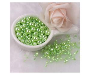 WENH 150 unids/Pack Perlas de imitación de Colores tamaño Mixto 3/4/5/6/8mm Cuentas Redondas espaciadoras Sueltas con Agujero for Manualidades fabricación de Joyas(13 Mix Lightgreen)