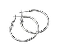 WENH 2 pendientes de grandes redondos de acero inoxidable, color dorado, for hacer bisutería.(30mm-2pcs,Steel Color)