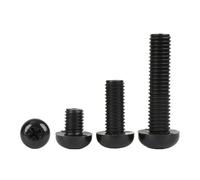 WENH 20~200 Uds M2 M2.5 M3 M4 M5 M6 M8 rosca métrica tornillo de plástico de nailon negro cabeza plana tornillos redondos cruzados longitud del perno 4-50mm(35mm,M3 (100Pcs))