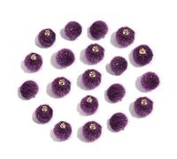 WENH 20 cuentas de bolas de peluche cubiertas de piel, colgantes de pompón multicolor for hacer joyas, collares, pulseras y pendientes(Purple)