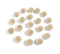 WENH 20 cuentas de bolas de peluche cubiertas de piel, colgantes de pompón multicolor for hacer joyas, collares, pulseras y pendientes(Khaki)