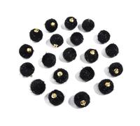 WENH 20 cuentas de bolas de peluche cubiertas de piel, colgantes de pompón multicolor for hacer joyas, collares, pulseras y pendientes(Black)
