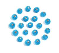 WENH 20 cuentas de bolas de peluche cubiertas de piel, colgantes de pompón multicolor for hacer joyas, collares, pulseras y pendientes(Blue)