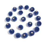 WENH 20 cuentas de bolas de peluche cubiertas de piel, colgantes de pompón multicolor for hacer joyas, collares, pulseras y pendientes(Sapphire)