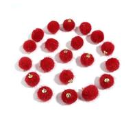 WENH 20 cuentas de bolas de peluche cubiertas de piel, colgantes de pompón multicolor for hacer joyas, collares, pulseras y pendientes(Red)