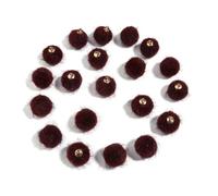 WENH 20 cuentas de bolas de peluche cubiertas de piel, colgantes de pompón multicolor for hacer joyas, collares, pulseras y pendientes(Wine Red)
