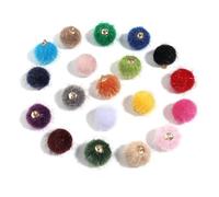 WENH 20 cuentas de bolas de peluche cubiertas de piel, colgantes de pompón multicolor for hacer joyas, collares, pulseras y pendientes(Random Mixed)