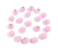 WENH 20 cuentas de bolas de peluche cubiertas de piel, colgantes de pompón multicolor for hacer joyas, collares, pulseras y pendientes(Pink)