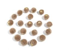 WENH 20 cuentas de bolas de peluche cubiertas de piel, colgantes de pompón multicolor for hacer joyas, collares, pulseras y pendientes(Brown)
