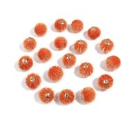 WENH 20 cuentas de bolas de peluche cubiertas de piel, colgantes de pompón multicolor for hacer joyas, collares, pulseras y pendientes(Orange)
