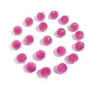 WENH 20 cuentas de bolas de peluche cubiertas de piel, colgantes de pompón multicolor for hacer joyas, collares, pulseras y pendientes(Hot Pink)