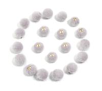 WENH 20 cuentas de bolas de peluche cubiertas de piel, colgantes de pompón multicolor for hacer joyas, collares, pulseras y pendientes(Light Gray)