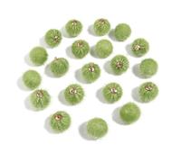 WENH 20 cuentas de bolas de peluche cubiertas de piel, colgantes de pompón multicolor for hacer joyas, collares, pulseras y pendientes(Green)