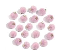 WENH 20 cuentas de bolas de peluche cubiertas de piel, colgantes de pompón multicolor for hacer joyas, collares, pulseras y pendientes(Bean Pink)