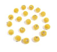 WENH 20 cuentas de bolas de peluche cubiertas de piel, colgantes de pompón multicolor for hacer joyas, collares, pulseras y pendientes(Yellow)