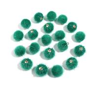 WENH 20 cuentas de bolas de peluche cubiertas de piel, colgantes de pompón multicolor for hacer joyas, collares, pulseras y pendientes(Deep Green)