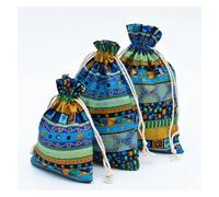 WENH 20 piezas bolsa de bolsillo con cordón de lino y algodón de estilo étnico, bolsa de almacenamiento de cuentas budistas, monedero, joyería, bolsa de clasificación de cosas pequeñas(Blue,15x20cm Et