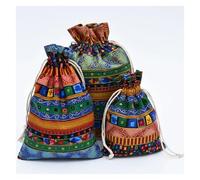 WENH 20 piezas bolsa de bolsillo con cordón de lino y algodón de estilo étnico, bolsa de almacenamiento de cuentas budistas, monedero, joyería, bolsa de clasificación de cosas pequeñas(Green,15x20cm E