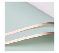 WENH 20 unids/pack borde dorado Rosa flor papel for envolver estilo medio transparente papel de regalo floristería ramo papel for envolver(Mint 20 Sheets)