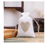 WENH 25 unids/lote bolsas de yute con cordón de corazón paquete de regalo de Pascua for fiesta de Navidad bolsas de boda 8x1 0/10x1 4/13x18cm(WHITE,10x14cm(25pcs))