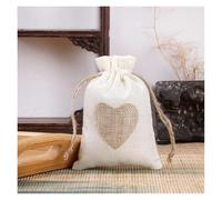 WENH 25 unids/lote bolsas de yute con cordón de corazón paquete de regalo de Pascua for fiesta de Navidad bolsas de boda 8x1 0/10x1 4/13x18cm(Beige,13x18cm(25pcs))