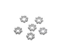 WENH 30 piezas de cuentas espaciadoras de acero inoxidable con forma de margarita y copo de nieve, ideales for la creación de pulseras y collares.(Steel,5mm)