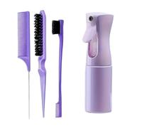 WENH 4 unids/set de herramientas de peluquería, botella con pulverizador, peine cola de rata, cepillo for el pelo, Control de bordes, peine for peinar y alisar el cabello(3pcs set purple)