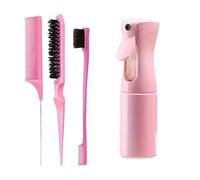 WENH 4 unids/set de herramientas de peluquería, botella con pulverizador, peine cola de rata, cepillo for el pelo, Control de bordes, peine for peinar y alisar el cabello(3pcs set pink)