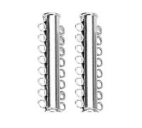 WENH 5 tubos deslizantes magnéticos chapados en oro con cierre de seguridad for pulseras, collares, hebillas y ganchos for bisutería.(Rhodium,8 Rows)