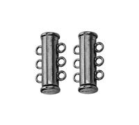 WENH 5 tubos deslizantes magnéticos chapados en oro con cierre de seguridad for pulseras, collares, hebillas y ganchos for bisutería.(Gun Black,5 Rows)