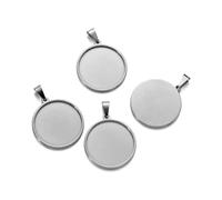 WENH 5 unidades/lote de bandejas redondas con base de acero inoxidable de 20/25/30/35/40 mm for la creación de colgantes y accesorios de joyería DIY(Steel,Inner Dia 35mm)