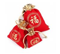 WENH 50 Uds. Bolsa de bendición de varios tamaños de terciopelo rojo, bolsa de brocado de boda creativa, bolsa de regalo, suministros de boda, bolsas de bendición con cordón(10x12cm velvet)