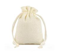 WENH 50 unids/lote 10x14cm embalaje de regalo de lino joyería bolsa con cordón bolsas cosméticas boda cumpleaños envoltura for fiesta bolsita reutilizable(Beige)