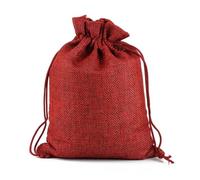 WENH 50 unids/lote 10x14cm embalaje de regalo de lino joyería bolsa con cordón bolsas cosméticas boda cumpleaños envoltura for fiesta bolsita reutilizable(Wine red)