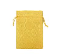 WENH 50 unids/lote 10x14cm embalaje de regalo de lino joyería bolsa con cordón bolsas cosméticas boda cumpleaños envoltura for fiesta bolsita reutilizable(Yellow)