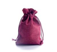 WENH 50 unids/lote 7 * 9cm Color caqui arpillera Natural lino joyería bolsa de almacenamiento de viaje Mini bolsas de embalaje de yute for bolsa de regalo(Wine red)