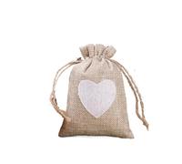 WENH 50 unids/lote bolsas de yute con cordón en forma de corazón, bolsas pequeñas de joyería de 10x14cm, paquete de regalo de Navidad y boda, bolsillo(Khaki,10x14cm(50pcs))