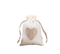 WENH 50 unids/lote bolsas de yute con cordón en forma de corazón, bolsas pequeñas de joyería de 10x14cm, paquete de regalo de Navidad y boda, bolsillo(Beige,8x10cm(50pcs))