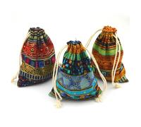 WENH Bolsas de regalo con rayas étnicas nacionales, 8x10cm, 9x12cm, 10x15cm, 13x17cm, paquete de 50 bolsas de algodón for joyería, sacos de fiesta(10x15cm(4x6in),Mix color)