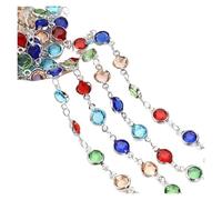WENH Cadena de cuentas de cristal de colores de 1 metro for collares, pulseras y otros artículos de joyería DIY.(A-Colorful Rhodium)