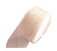 WENH Cinta de organza con diamantes de imitación de 4 cm - 10 yardas de cinta for manualidades DIY for lazos, accesorios y envoltura de regalos(Beige)