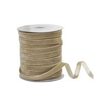 WENH Cinta de terciopelo de 50 yardas, rollo de cinta de terciopelo de una sola cara de 3/8 "de ancho con carrete for envolver regalos, decoración, fiestas, bodas, manualidades(Champagne gold)