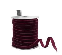 WENH Cinta de terciopelo de 50 yardas, rollo de cinta de terciopelo de una sola cara de 3/8 "de ancho con carrete for envolver regalos, decoración, fiestas, bodas, manualidades(Wine red)