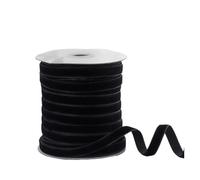 WENH Cinta de terciopelo de 50 yardas, rollo de cinta de terciopelo de una sola cara de 3/8 "de ancho con carrete for envolver regalos, decoración, fiestas, bodas, manualidades(Black)