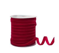 WENH Cinta de terciopelo de 50 yardas, rollo de cinta de terciopelo de una sola cara de 3/8 "de ancho con carrete for envolver regalos, decoración, fiestas, bodas, manualidades(Red)