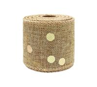 WENH Cinta de yute con brillo dorado de arpillera con borde cableado de 2-1/2 pulgadas y 63mm for boda, Navidad, embalaje de decoración DIY casero(02)