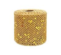 WENH Cinta de yute con brillo dorado de arpillera con borde cableado de 2-1/2 pulgadas y 63mm for boda, Navidad, embalaje de decoración DIY casero(05)