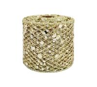 WENH Cinta de yute con brillo dorado de arpillera con borde cableado de 2-1/2 pulgadas y 63mm for boda, Navidad, embalaje de decoración DIY casero(06)