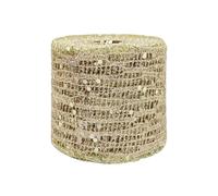 WENH Cinta de yute con brillo dorado de arpillera con borde cableado de 2-1/2 pulgadas y 63mm for boda, Navidad, embalaje de decoración DIY casero(04)