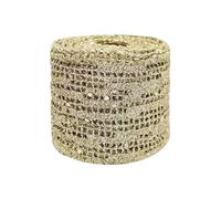 WENH Cinta de yute con brillo dorado de arpillera con borde cableado de 2-1/2 pulgadas y 63mm for boda, Navidad, embalaje de decoración DIY casero(01)